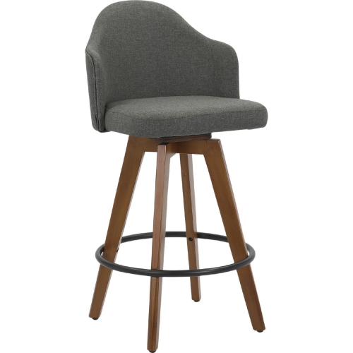 Ahoy 26" Counter Stool in Grey Fabric & Walnut Finish